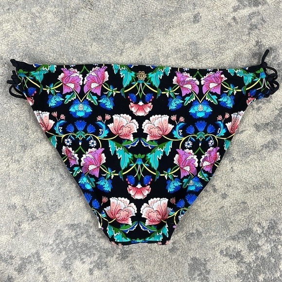 NWT Nanette Lepore Coquette Bikini in Damask Floral Multi Top Bottom Swim Sz L - Picture 7 of 14